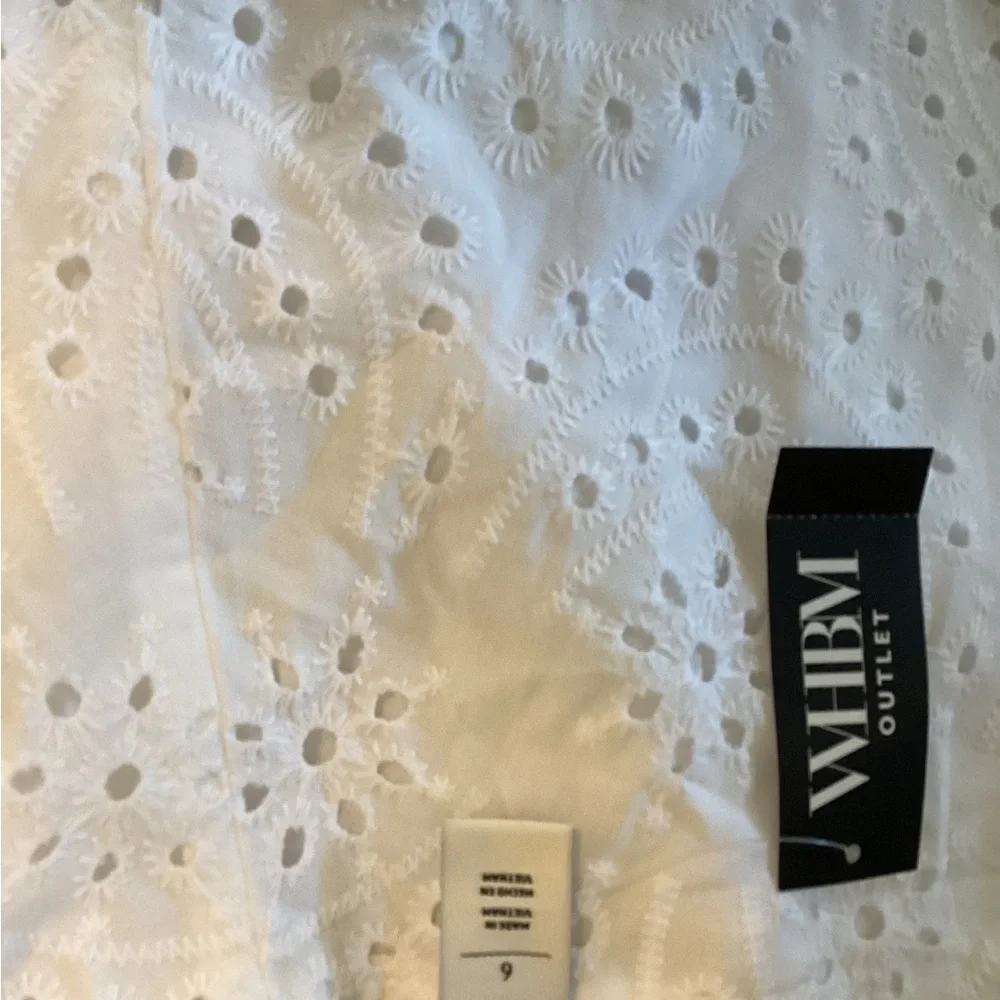 White House Black Market Eyelet A-Line Skirt White Size 6 NWT | Summer Cotton - Picture 4 of 5